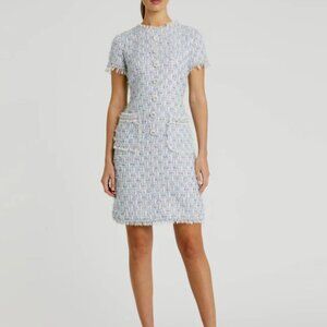 NWT - Mac Duggal - Blue Multi Colored Shift Dress - Work - Size Small